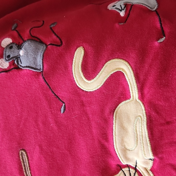 Bechamel Petites size PL cats and mice themed pullover long sleeve shirt red - Picture 14 of 15